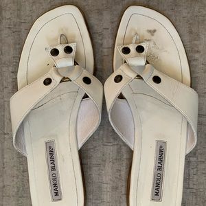 Manolo Blahnik White Sandals